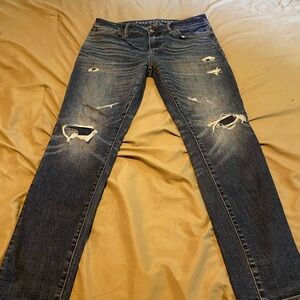 American Eagle Outfitters Blue Skinny Jeans Distressed Style